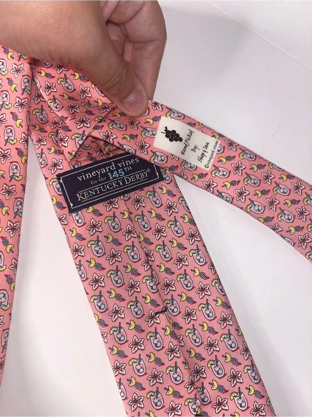 Vineyard Vines Pink Patterned Silk-Blend Tie with Nautical Motif Kentucky Derby